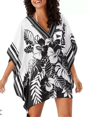 NWOT Tommy Bahama Hibiscus Printed Tunic v-neck and tropical design Cover Up
